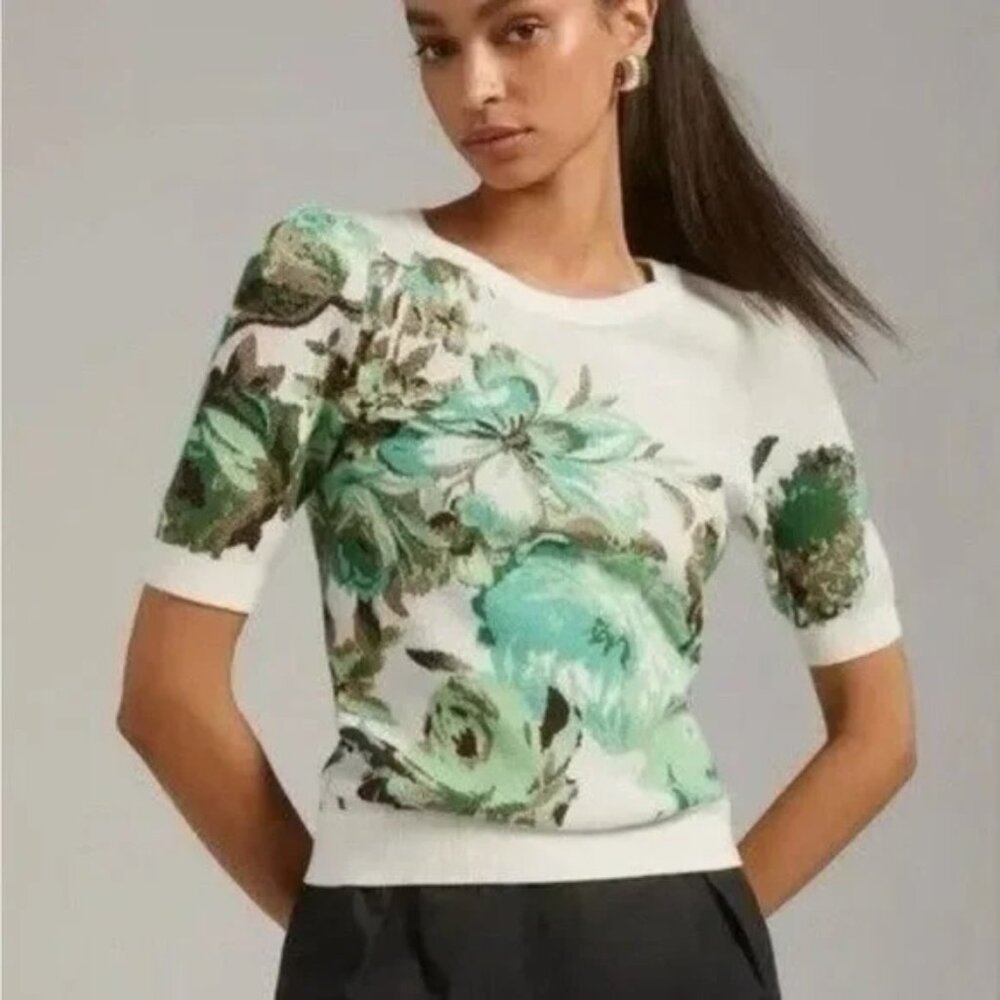 Anthropologie Maeve Size L Harmon Jacquard Sweater Tee